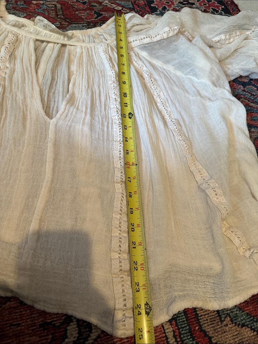 Jen's Pirate Booty Raw Cotton Gauze Boho Peasant Blouse M/L Oversized - Picture 10 of 10
